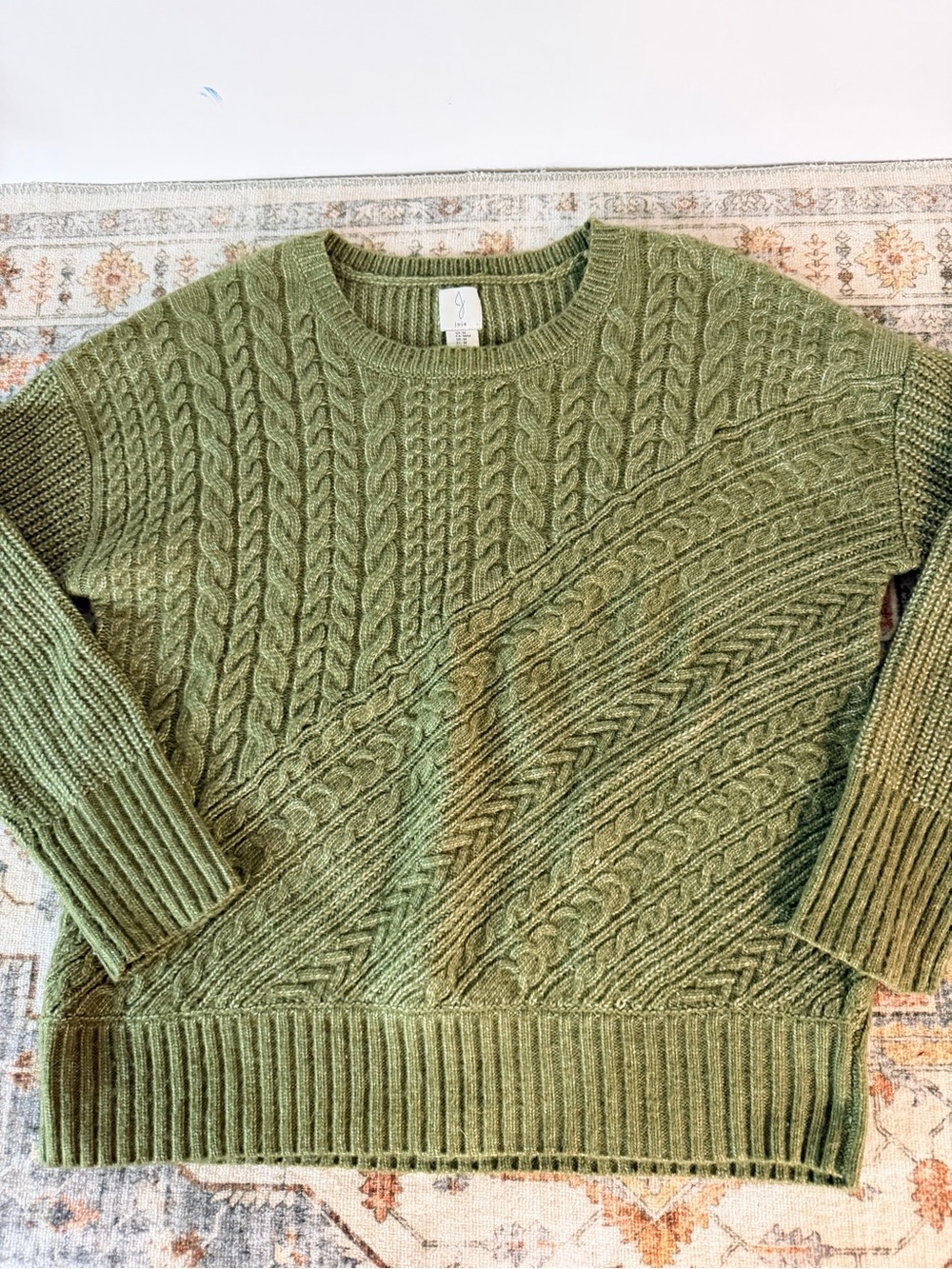 Joie green cable knit cozy sweater crewneck